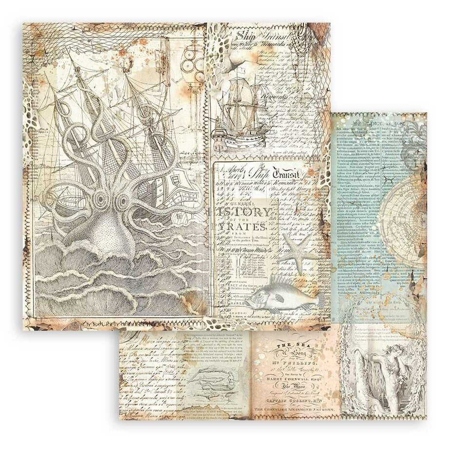 Stamperia Songs of the Sea Maxi Background 12x12 Inch Paper Pack (SBBL142)