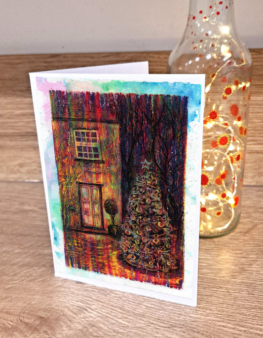 A House at Christmas - Greetings Card by Hannah Hildebrand