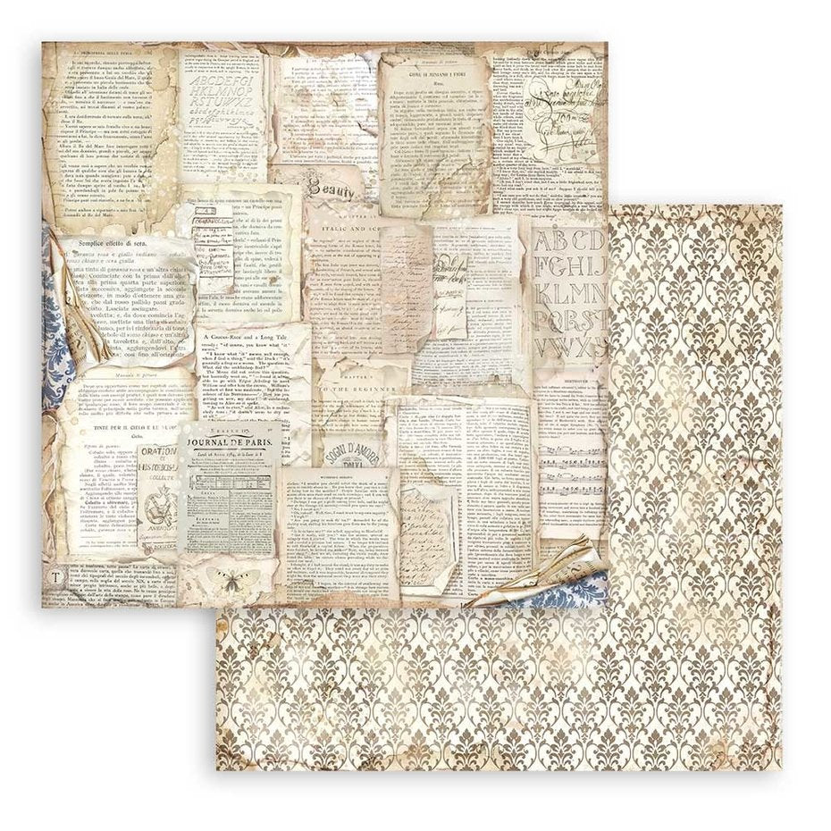 Stamperia Vintage Library Maxi Background Selection 12x12 Inch Paper Pack (SBBL133)