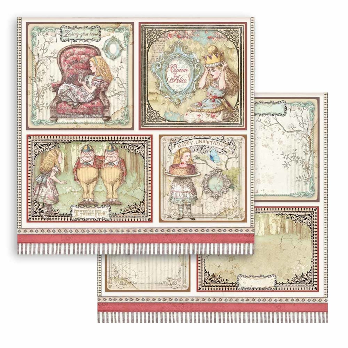 Stamperia Alice Through the Looking Glass 12x12 Inch Paper Pack (SBBL93)