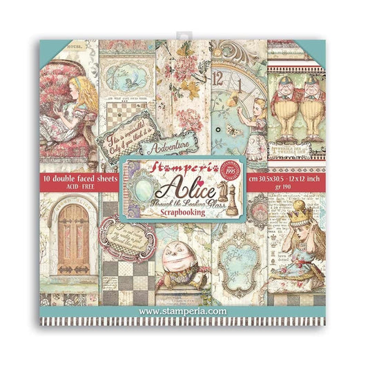 Stamperia Alice Through the Looking Glass 12x12 Inch Paper Pack (SBBL93)