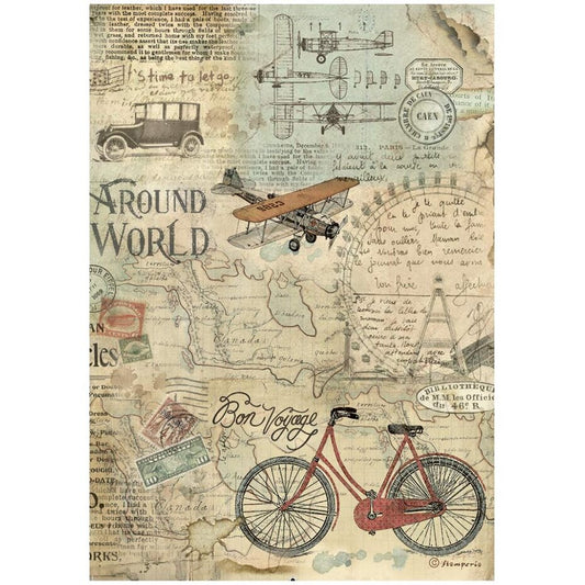 Stamperia Around the World A4 Rice Paper Bicycle (DFSA4776