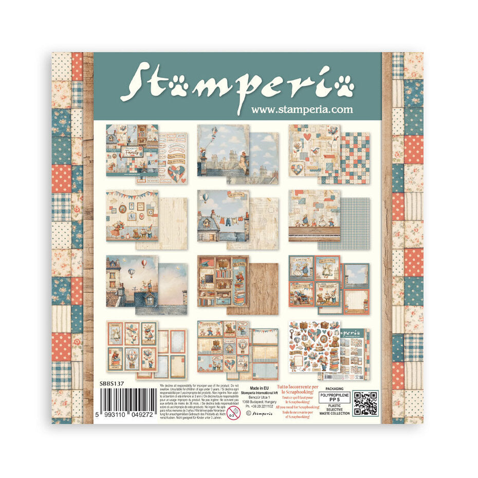 Stamperia Family 8x8 Inch Paper Pack (SBBS137)