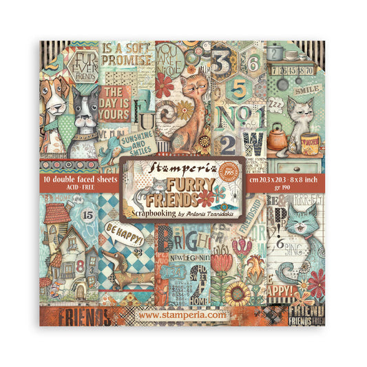 Stamperia Furry Friends 8x8 Inch Paper Pack (SBBS132)