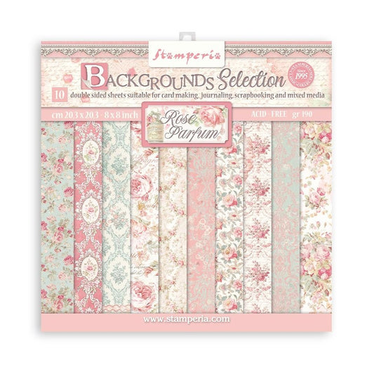 Stamperia Rose Parfum Backgrounds 8x8 Inch Paper Pack (SBBS74)