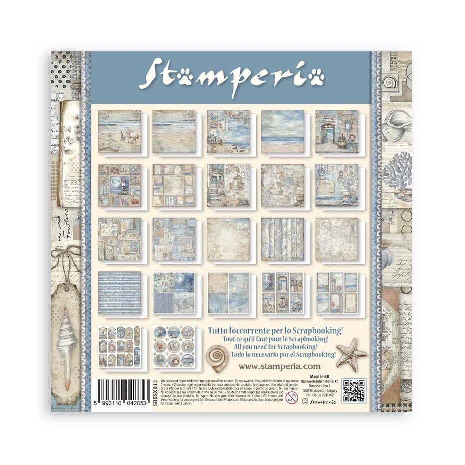 Stamperia Silent Sea 8x8 Inch Paper Pack Maxi (Single Face) (SBBSXB12)