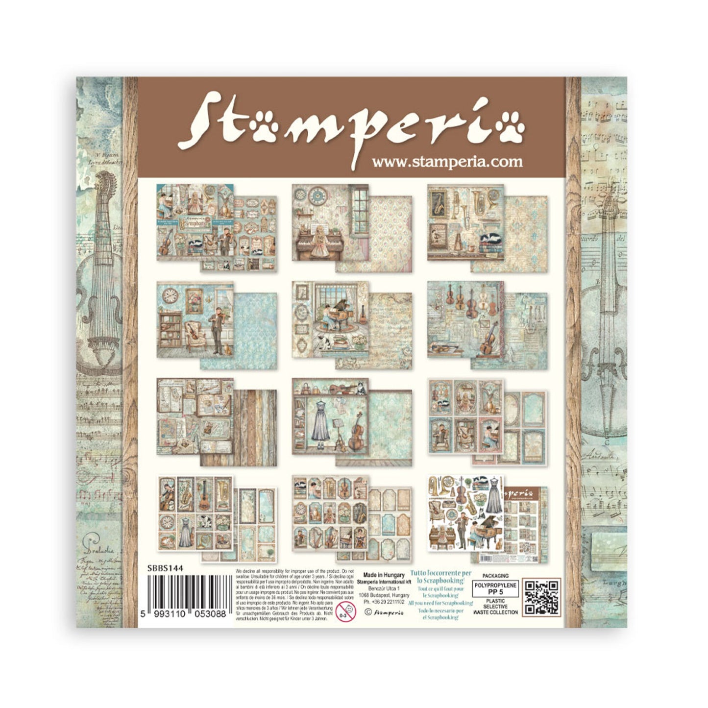Stamperia Symphony 8x8 Inch Paper Pack by Sara Alcobendas (SBBS144)