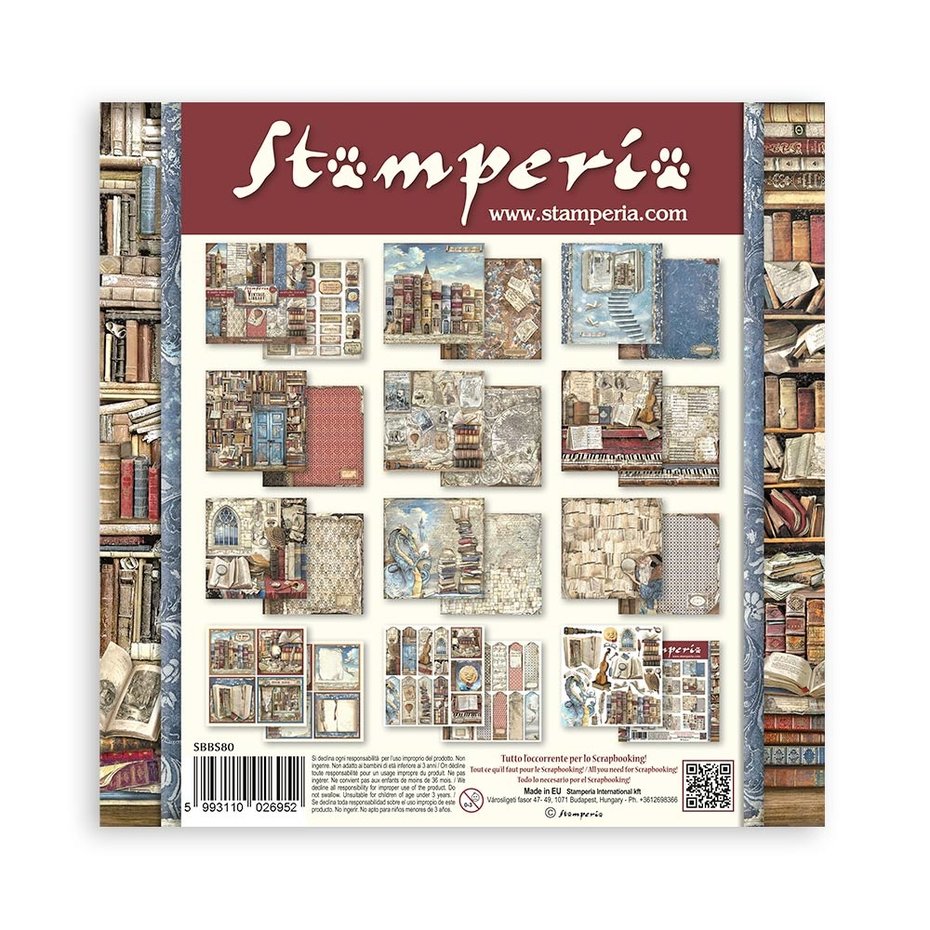 Stamperia Vintage Library 8x8 Inch Paper Pack (SBBS80)