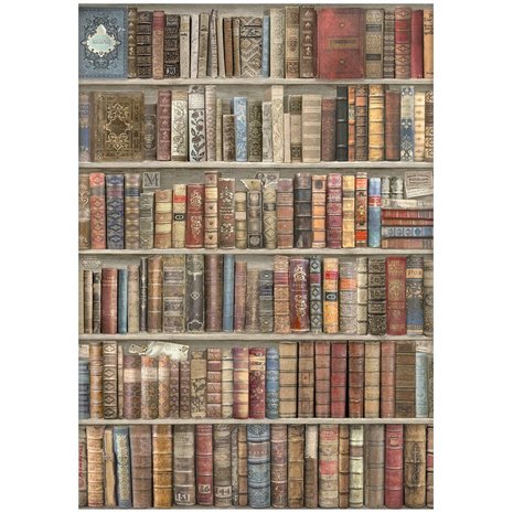 Stamperia Rice Paper A4 Vintage Library Bookcase (DFSA4754)