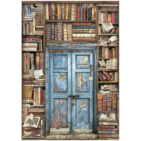 Stamperia Rice Paper A4 Vintage Library Door (DFSA4753)