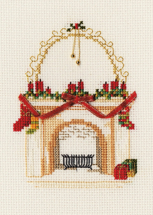 Fireplace - Christmas Card - Derwentwater Designs Cross Stitch Kit DWCDX09