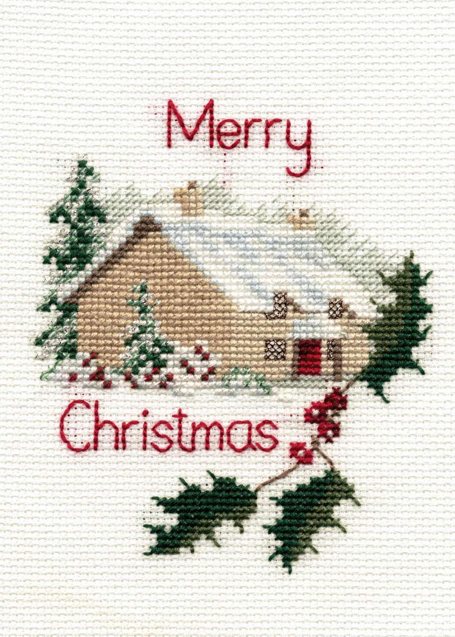 Christmas Cottage - Christmas Card - Derwentwater Designs Cross Stitch Kit DWCDX26