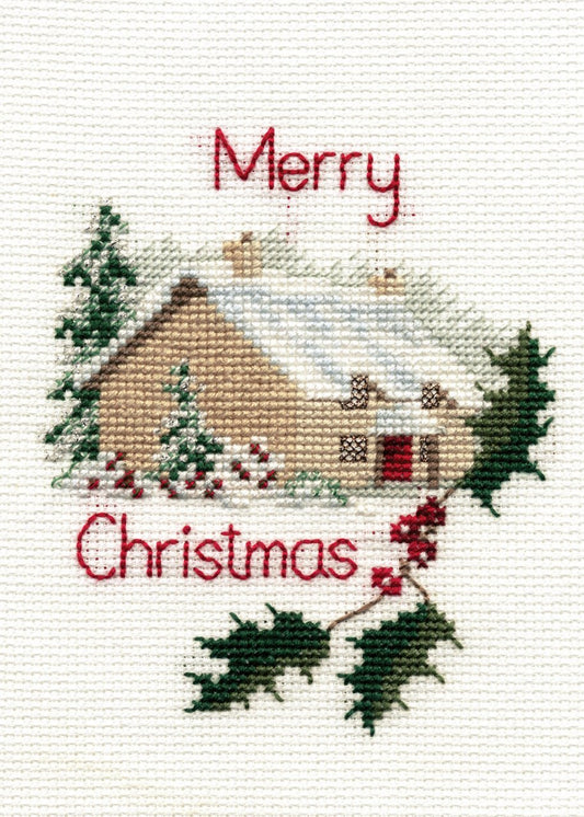 Christmas Cottage - Christmas Card - Derwentwater Designs Cross Stitch Kit DWCDX26