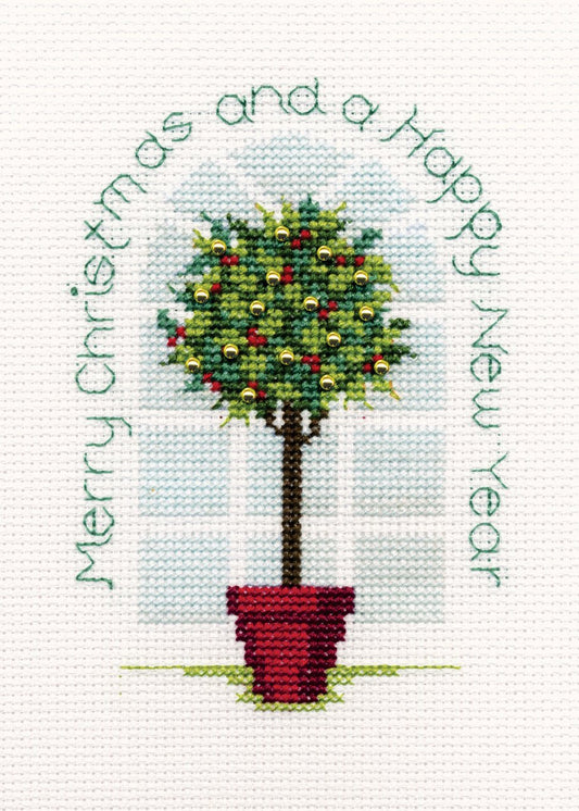 Holly Tree - Christmas Card - Derwentwater Designs Cross Stitch Kit DWCDX32