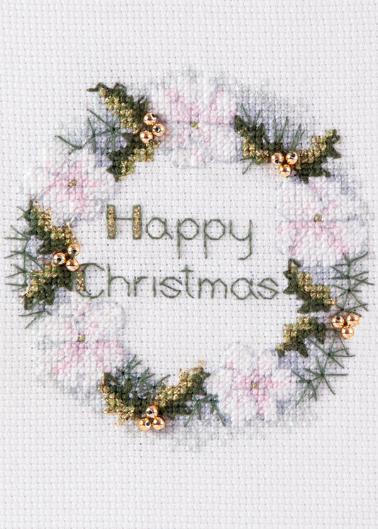 Golden Wreath - Christmas Card - Derwentwater Designs Cross Stitch Kit DWCDX47
