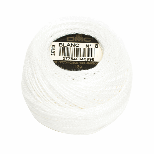 DMC Pearl Cotton Size 8 - 80m Ball - Blanc