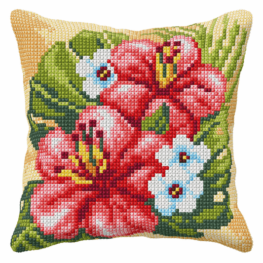 Hibiscus- Orchidea Cushion Cross Stitch Kit ORC.9009