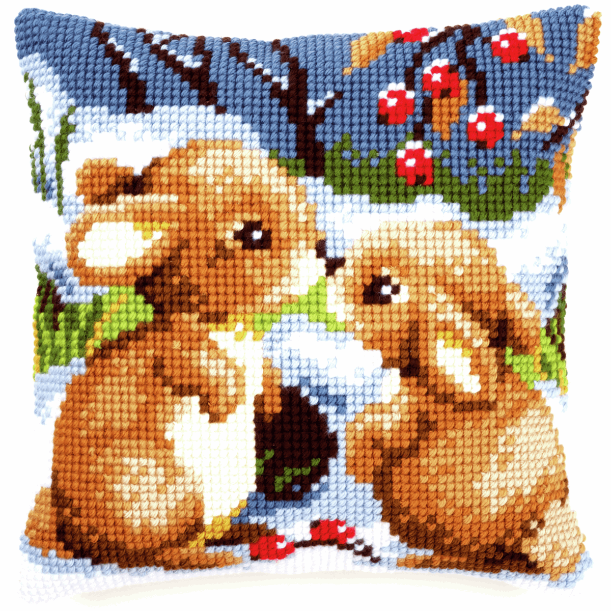 Snow Rabbits - Vervaco Cushion Cross Stitch Kit PN-0021832