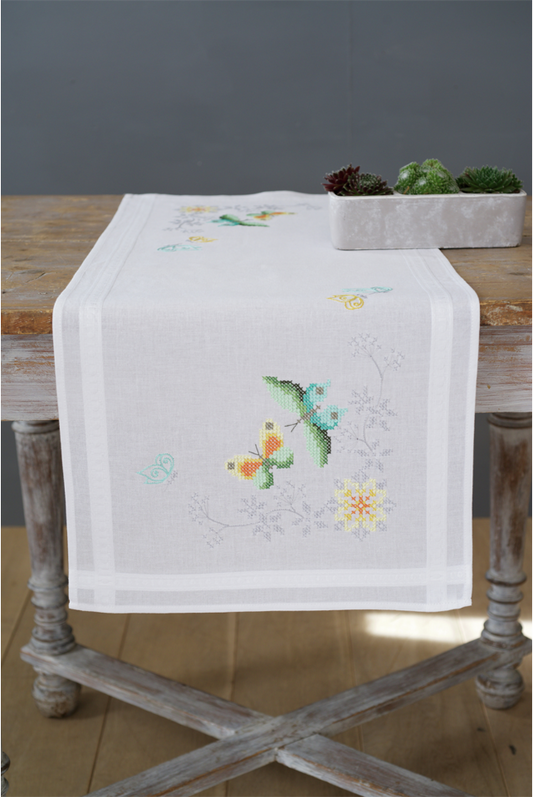 Flowers & Butterflies Runner - Vervaco Cross Stitch Kit PN-0157463