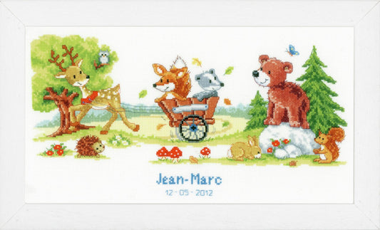 Animal Fun Birth Record -  Vervaco Counted Cross Stitch Kit PN-0144902