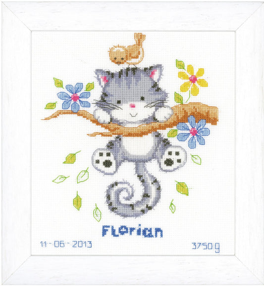 Kitten Birth Record -  Vervaco Counted Cross Stitch Kit PN-0146276
