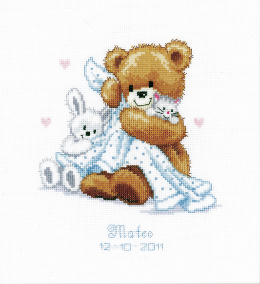 Teddy & Blanket Birth Record -  Vervaco Counted Cross Stitch Kit PN-0011901