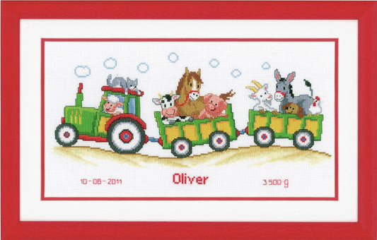 Tractor Birth Record -  Vervaco Counted Cross Stitch Kit PN-0011906