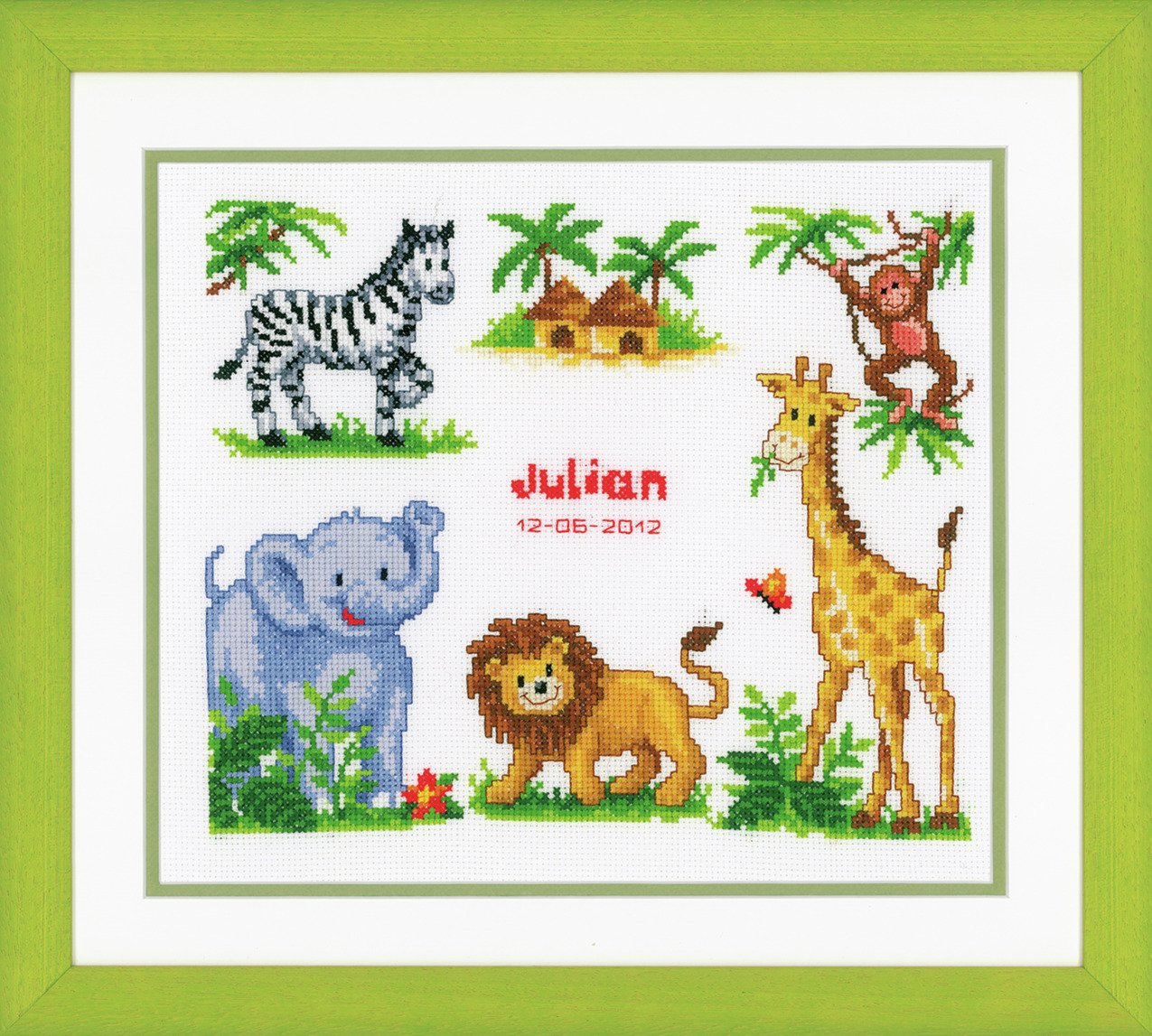 Zoo Animals Birth Record -  Vervaco Counted Cross Stitch Kit PN-0011912