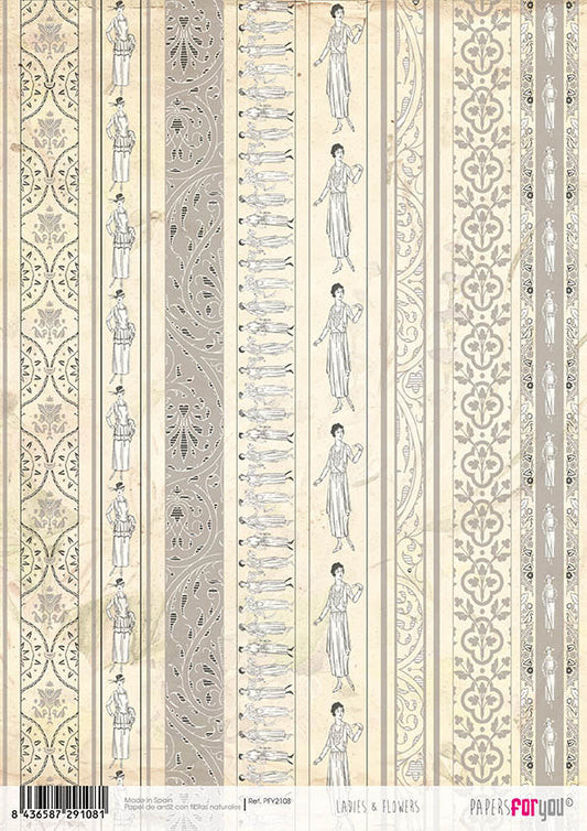 Papers For You Ladies & Flowers A4 Rice Paper (PFY-2108)