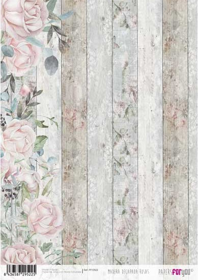 Papers For You Madera Decapada Rosas A4 Rice Paper (PFY-2522)