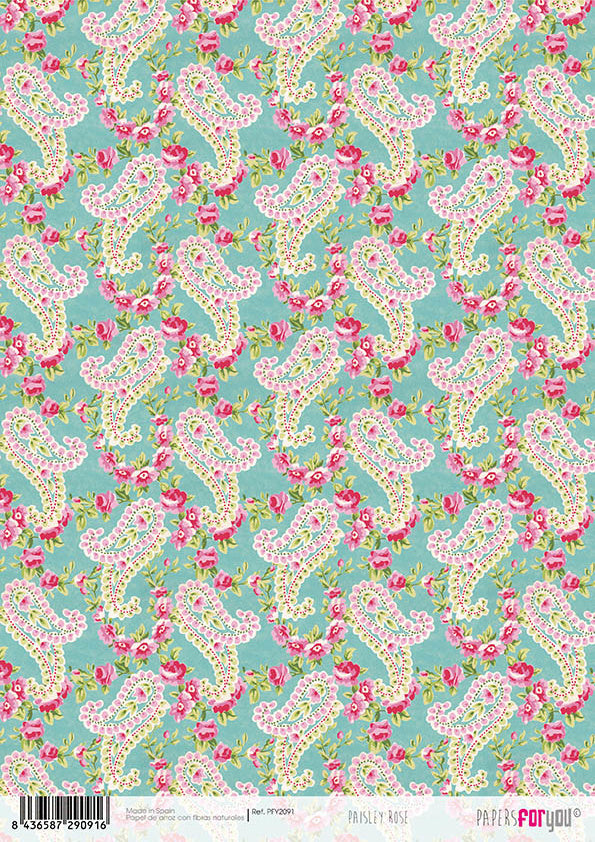 Papers For You Paisley Rose A4 Rice Paper (PFY-2091)