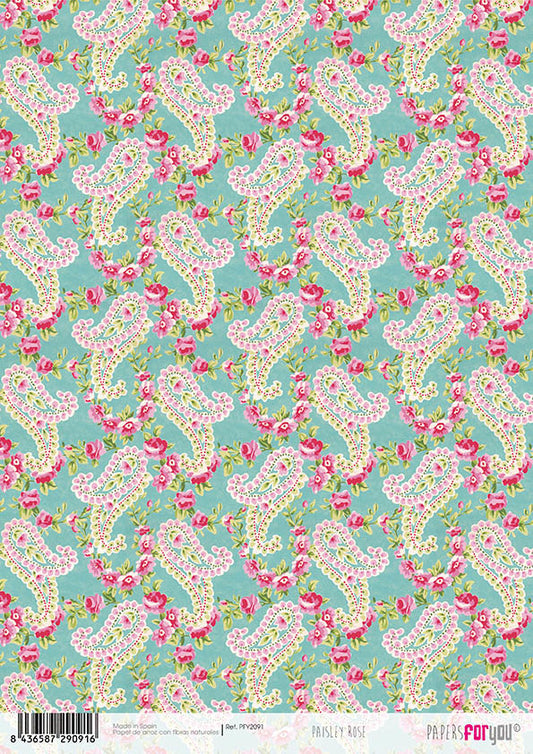Papers For You Paisley Rose A4 Rice Paper (PFY-2091)