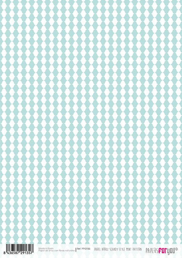 Papers For You Scandi Style Mint Pattern A4 Rice Paper (PFY-2135)