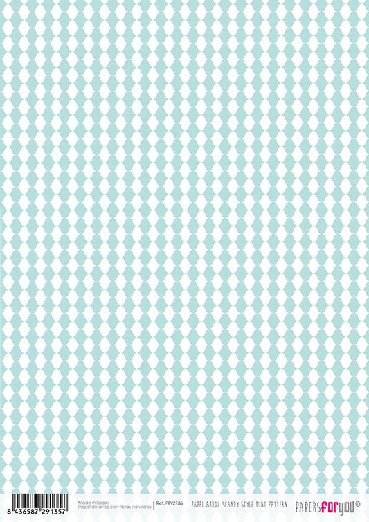 Papers For You Scandi Style Mint Pattern A4 Rice Paper (PFY-2135)