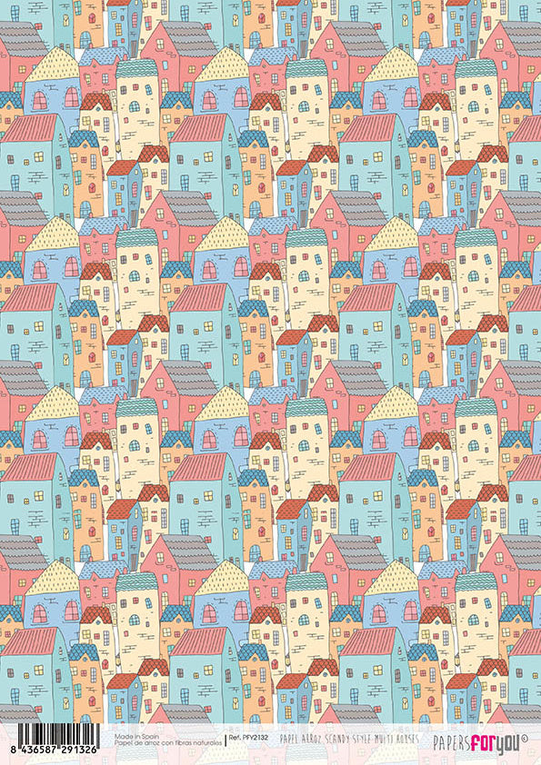 Papers For You Scandi Style Multi Houses A4 Rice Paper (PFY-2132)