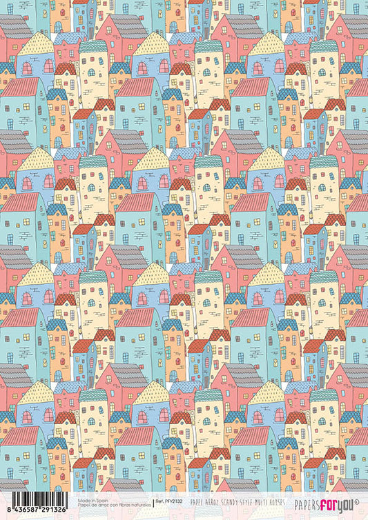 Papers For You Scandi Style Multi Houses A4 Rice Paper (PFY-2132)