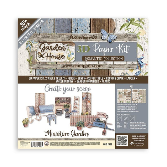 Stamperia 3D Paper Kit 12x12 Inch Romantic Garden House (SBPOP10)
