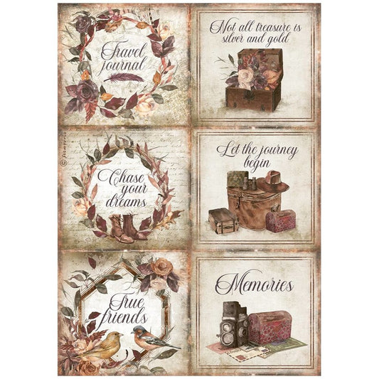 Stamperia Rice Paper A4 Our Way Cards (DFSA4716)