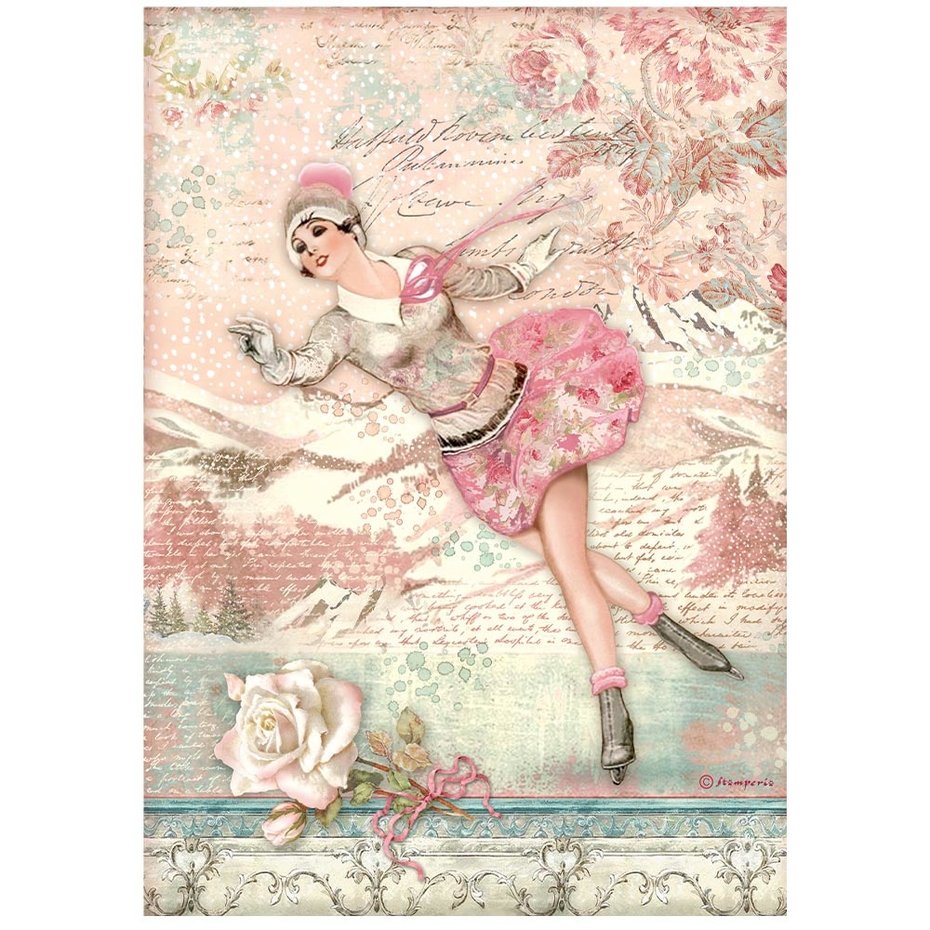 Stamperia Rice Paper A4  Sweet Winter Ice Skater (DFSA4725)