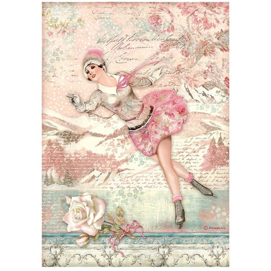 Stamperia Rice Paper A4  Sweet Winter Ice Skater (DFSA4725)