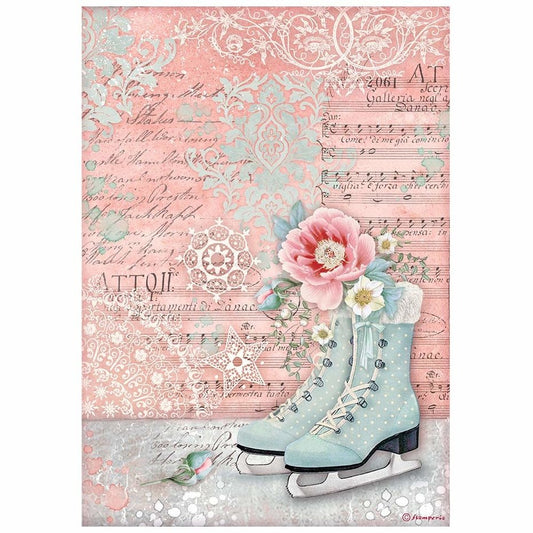 Stamperia Rice Paper A4  Sweet Winter Ice Skates (DFSA4730)