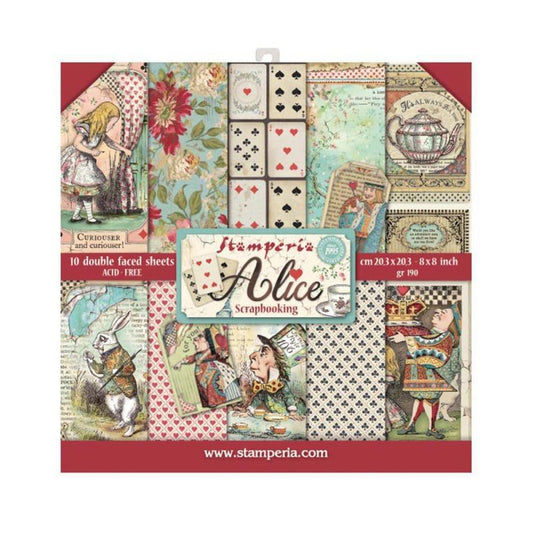 Stamperia Alice 8x8 Inch Paper Pack (SBBS01) for Scrapbooking