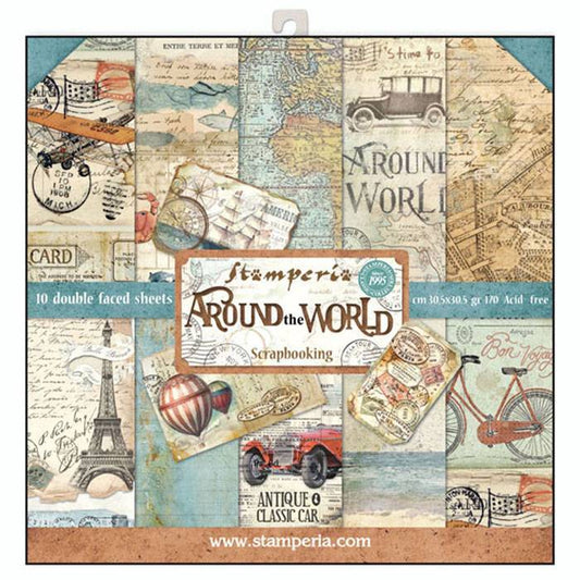 Stamperia Around the World 12x12 Inch Paper Pack SBBL28 for Scrapbooking