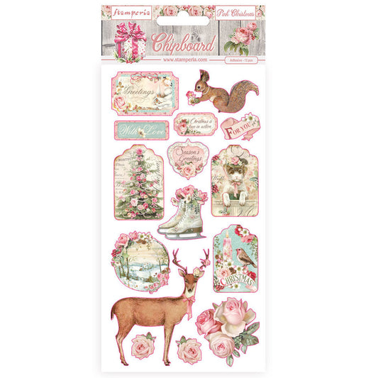 Stamperia Chipboard 15x30cm Pink Christmas (DFLCB37)