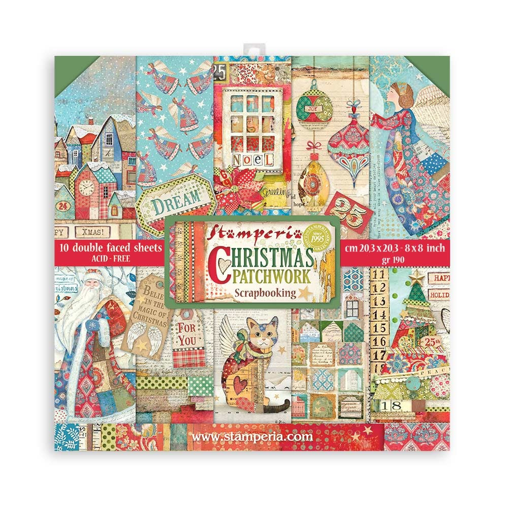 Stamperia Christmas Patchwork 8x8 Inch Paper Pack (SBBS40)