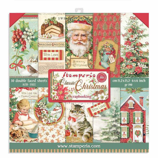 Stamperia Classic Christmas 6x6 Inch Paper Pack (SBBXS06)