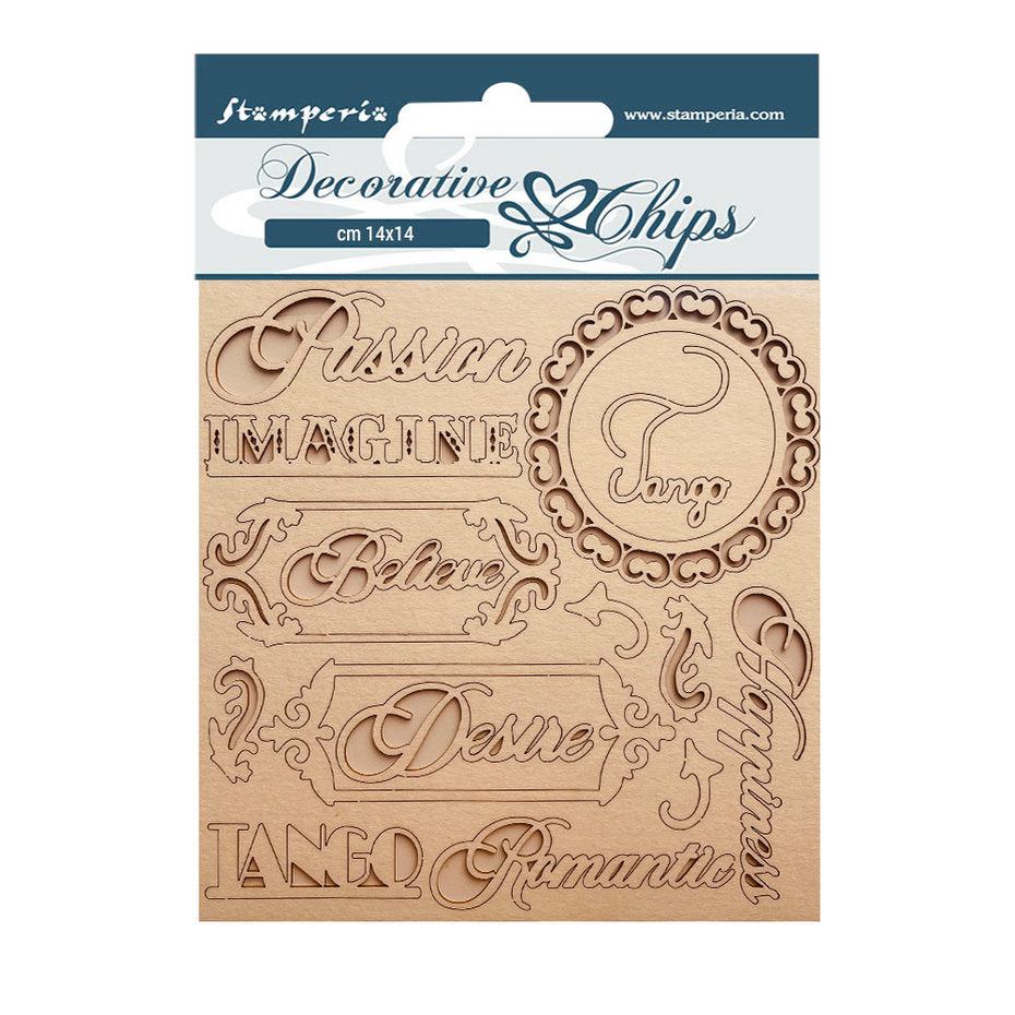 Stamperia Decorative Chips Desire Writings (SCB145)