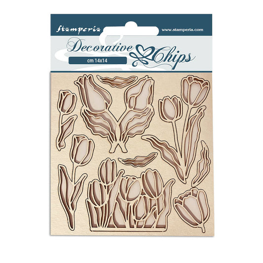 Stamperia Decorative Chips Romantic Garden House Flowers (SCB122)