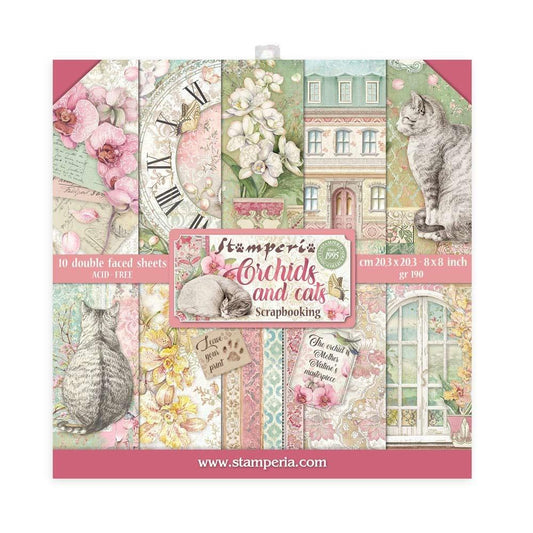 Stamperia Orchids and Cats 8x8 Inch Paper Pack (SBBS26)