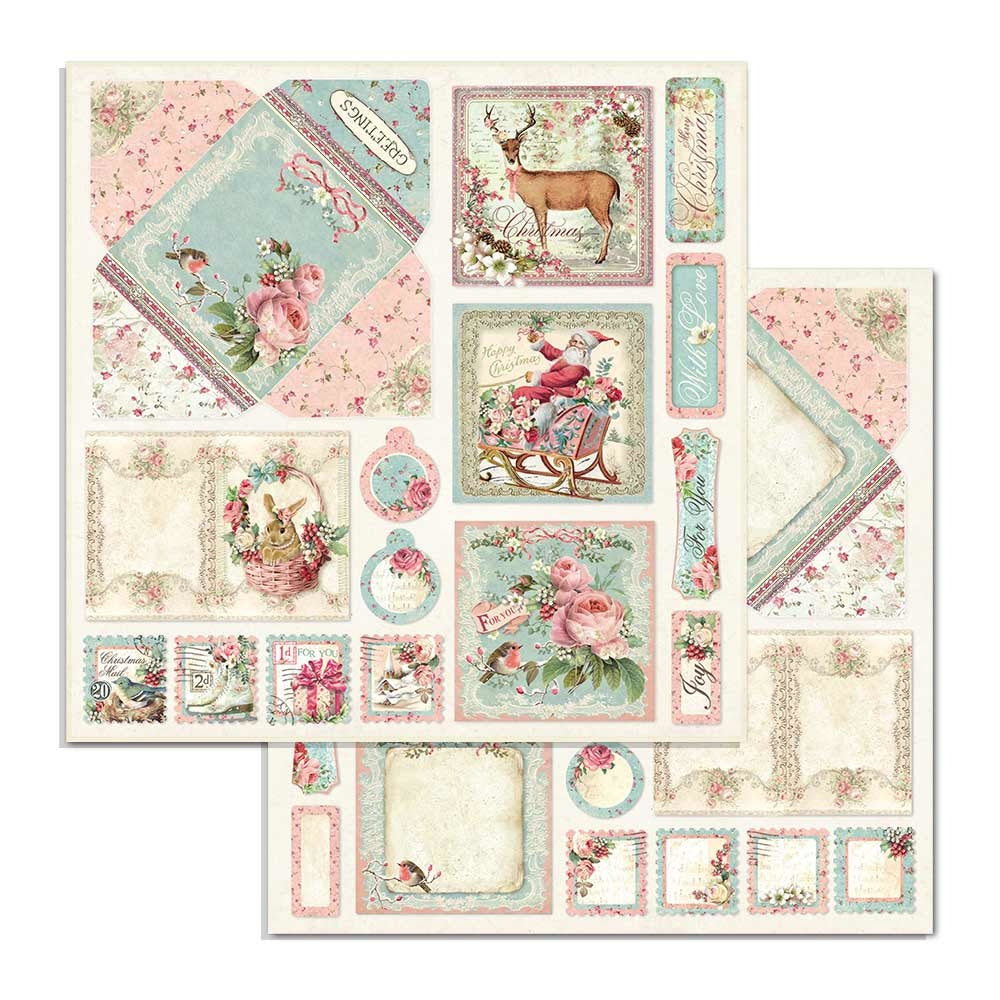 Stamperia Pink Christmas 6x6 Inch Paper Pack (SBBXS07)